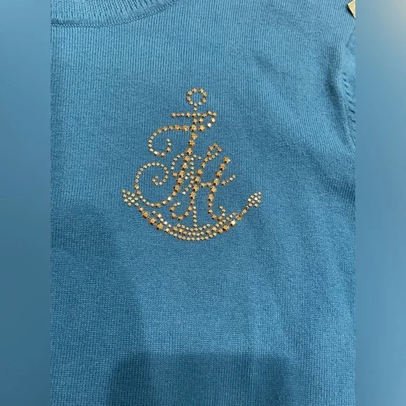 Tommy Hilfiger Blue and White Striped Crewneck Sweater - Picture 6 of 9